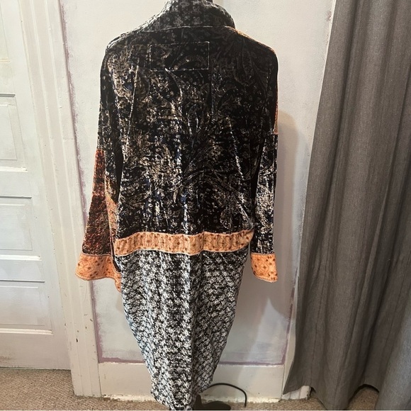Free People Vancouver Velvet Button Down Shacket Small Multicolor Snap Closure - Picture 12 of 14